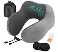Eono Almohada de Viaje para Cuello, Almohada Cervical para Avión y Coche, Almohada Cuello Viscoelastica de Espuma Memoria, Cojin de Viaje Cuello, con Máscara de Ojos, Tapones y Bolsa