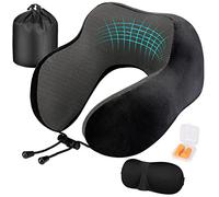 Eono Almohada de Viaje para Cuello, Almohada Cervical para Avión y Coche, Almohada Cuello Viscoelastica de Espuma Memoria, Cojin de Viaje Cuello, con Máscara de Ojos, Tapones y Bolsa