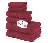 Eono Amazon, Juego de 2 Toallas de baño Grandes, 2 Toallas de Mano Grandes, 2 paños, supersuaves y absorbentes, de algodón Egipcio, 6 Piezas, para Hotel y SPA, baño, Cocina Ducha- borgoña