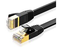 Eono Cable de Red Cat 7, Cable Ethernet Network LAN 10Gigabit 600MHz SFTP con Conector RJ45 Oro LAN Compatible con PS5, Xbox, PC, TV, Router, Switch, Cat 6 (Flat Black, 3M/10FT)