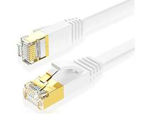 Eono Cable de Red Cat 7, Cable Ethernet Network LAN 10Gigabit 600MHz SFTP con Conector RJ45 Oro LAN Compatible con PS5, Xbox, PC, TV, Router, Switch, Cat 6 (Flat White, 20M/65FT)