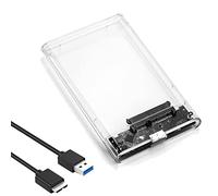 Eono Carcasa Disco Duro 2.5" USB 3.0, Caja Disco Duro Externo 2.5" USB 3.0 con de HDD SSD SATA I/II/III de 7mm 9.5mm de Altura No Requiere Herramientas, Transparente