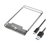 Eono Carcasa Disco Duro 2,5" USB 3.1 Gen 2, Caja Disco Duro Externo 2.5" USB 3.1 con de HDD SSD SATA I/II/III de 7mm 9.5mm de Altura No Requiere Herramientas, Transparente