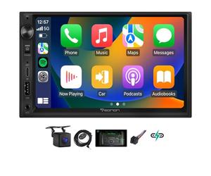 Eonon Radio de Coche inalámbrico con CarPlay y Android Auto, Radio de Coche con Pantalla táctil QLED de 7 Pulgadas, Doble DIN, Lector de USB Tipo C y Carga rápida X3