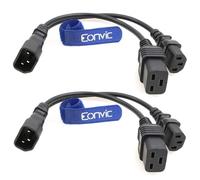 Eonvic 2 cables de alimentación divisores IEC320 C14 a C13+C19 Y PDU/UPS, cable de extensión de servidor para laptop, monitor, computadora, 30 cm