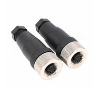 Eonvic 2 conectores M12 de 5 pines hembra, código A, circular, conector de sensor industrial, 60 V, 4 A, impermeable, recto, 12 mm, adaptador de cable