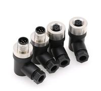 Eonvic 2 juegos de conector de sensor industrial M12 de 5 pines macho y hembra de código A, conector de sensor industrial, impermeable, ángulo recto, cable de 12 mm para redes Garmin instalables en