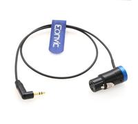 Eonvic Cable de audio XLR de perfil bajo de 3 pines hembra en ángulo recto para micrófono BOYA a mini jack de 3,5 mm para cámara épica y escaleta roja Komodo DSMC2 (azul)