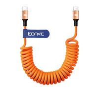 Eonvic Cable de carga rápida USB tipo C a USB C de 100 W PD para iPhone 15 Pro Max Plus iPad Pro MacBookAir15, Huawei MateBook MagicBook Surface Pro7/5 (naranja, enrollado 40 cm)