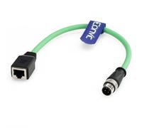 Eonvic Cable de extensión industrial Ethernet M12 de 4 pines macho D-Code a RJ45 hembra Gigabit de alta flexibilidad Cat6, 4 pines macho M12 a RJ45 hembra 30 cm