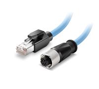 Eonvic Cable Ethernet industrial M12 de 4 pines hembra D a RJ45 de alta flexibilidad Cat6 blindado impermeable de alta velocidad de transferencia de datos POE PROFINET/EtherNet 50 cm