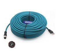 Eonvic Cable Ethernet M12 X Code de 8 pines hembra a RJ45 Cat-7e de alta flexibilidad para cámara industrial Cognex (25 m)