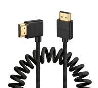 Eonvic Cable HDMI 8K 2.1 4K a 120Hz para Sony A7S3 FX3 Canon Mark II C70 Panasonic GH5S Nikon Z9 Camera Atomos Ninja V Portkeys Monitores de alta velocidad negro en espiral trenzado ángulo rígido