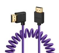 Eonvic Cable HDMI 8K 2.1 4K a 120Hz para Sony A7S3 FX3 Canon Mark II C70 Panasonic GH5S Nikon Z9 Camera Atomos Ninja V Portkeys Monitores de alta velocidad púrpura en espiral trenzado ángulo rígido
