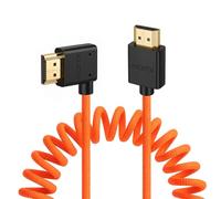 Eonvic Cable HDMI 8K 2.1 4K a 120Hz para Sony A7S3 FX3 Canon Mark II C70 Panasonic GH5S Nikon Z9 Camera Atomos Ninja V Portkeys Monitores de alta velocidad naranja en espiral trenzado ángulo rígido