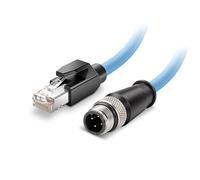 Eonvic Cable industrial M12 de 4 pines macho D a RJ45 de alta flexibilidad Cat6 blindado impermeable Ethernet de alta velocidad de transferencia de datos POE PROFINET/EtherNet 50 cm