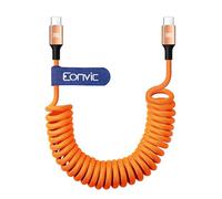 Eonvic Cable trenzado en espiral de carga rápida USB C a USB C de 240 W para iPhone 15 16 17 Pro Max MacBook Air/Pro iPad Pro/Air/Mini Samsung S25 S24 Laptops Haiwei Mate 60 Pro Switch (naranja, USB