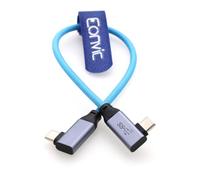 Eonvic Cable USB Tipo C 3.2 GEN 2 20Gb/s 100W 4K 60Hz de Datos de Carga Trenzado Enrollado para iPhone 15 Pro Max Plus Samsung Galaxy Tablets Laptops Blackmagic Sony FX3 Cámara (Azul 30cm, RA USB C-RA