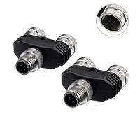 Eonvic Conector circular industrial M12 de 5 pines macho de aviación de código A a conector hembra Y, sensor de 12 mm, fuente de alimentación para exteriores, impermeable, IP67, 2 unidades