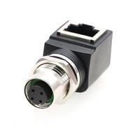 Eonvic Conector de extensión Ethernet M12 de 4 pines hembra a RJ45, código D, conector industrial (código D hembra de 4 pines, no giratorio, ángulo recto)