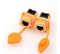 Eonvic Conector de panel de zócalo RJ45 Conector Ethernet IP67 impermeable Conector hembra de aviación Cat5e (ángulo recto RJ45)