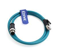 Eonvic Conector Ethernet industrial M12 a RJ45 de 8 pines con sensor de código, Gigabit Ethernet Cat-6, cable blindado de alta flexibilidad para cámara industrial Cognex (2 m, azul)