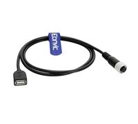 Eonvic Industrial M12 4 pines hembra a USB 2.0 hembra M12 A código cable de datos blindado de alta velocidad IP67 cable impermeable para dispositivos/dispositivos de automatización 3M