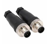 Eonvic M12 - Conector de sensor industrial de 5 pines macho a código A, conector de aviación circular, impermeable, recto, 12 mm, adaptador de cable de enchufe de 2 unidades