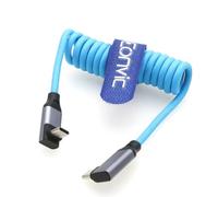 Eonvic USB Tipo C 3.2 GEN 2 20 Gb/s 100W 4K 60Hz Cable de Datos de Carga Trenzado Enrollado para iPhone 15 Pro Max Plus Samsung Galaxy Tablets Laptops Blackmagic Sony FX3 Cámara (Azul, USB C-RA USBC