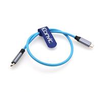 Eonvic USB tipo C 3.2 GEN 2 20Gb/s 100W 4K 60Hz Cable trenzado de datos de carga en espiral para iPhone 15 Pro Max Plus Samsung Galaxy Tablets portátiles Blackmagic Sony FX3 Camera (azul 50 cm