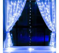 EONYUANGUO 300 LED Curtain Light,USB y luces con pilas de carámbano de ventana, 3 mx 3 m 8 modos Control remoto Ventana Cortina Luces de hadas para jardín interior al aire libre (Azul)