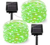 EONYUANGUO Luces solares de la secuencia del jardín, Paquete de 2 20m 200 LED Cadena de luces solares Alambre de cobre Resistente al agua con 8 modos para decoración navideña. (Verde)