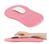 EooCoo Alfombrilla Ratón, Gaming Mouse Pad Ergonómica con Diseño de Masaje, Tela Elástica Tacto Agradable, Reposamuñecas Alivio del Dolor Alfombra Raton, Base no Deslizante(300 x 200 x 30mm), Rosa