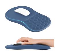 EooCoo Alfombrilla Ratón, Gaming Mouse Pad Ergonómica con Diseño de Masaje, Tela Elástica Tacto Agradable, Reposamuñecas Alivio del Dolor Alfombra Raton, (300 x 200 x 30mm), Azul Marino