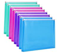 EOOUT 8 sobres de plástico, sobres de polietileno con cremallera, tamaño carta, sobres de plástico expandibles con cremallera, 9.8 x 12.8 pulgadas, 4 colores surtidos, para suministros escolares y de