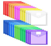 EOOUT Paquete de 30 sobres de plástico de 10 colores, carpetas de archivos, carpetas transparentes para documentos, sobres de archivo con bolsillo para etiquetas, tamaño A4