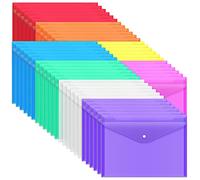 EOOUT Paquete de 48 sobres de plástico de polietileno con cierre a presión, carpetas transparentes para archivos, tamaño carta A4 para escuela, hogar, trabajo, oficina, organización, 8 colores