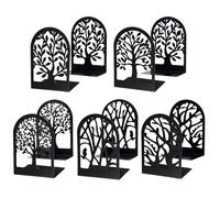 EOOUT Sujetalibros Decorativos para estantes, 5 Pares de Soportes de sujetalibros de árbol, topes de Metal Negro para Libros Pesados, Extremos de Libros Resistentes para el hogar, la Oficina y la