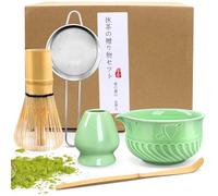 EOPUOZS 5 piezas Matcha set, Juego de té Japonés Premium, Matcha Kit con Batidor Te Matcha Cuchara Te Matcha Soporte de Batidor de Cerámica, para Amantes del té(Verde)