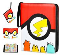 EOPUOZS Album de Cartas Coleccionables, Album para Cartas con Cremallera, Carpeta de Tarjetas de PU Impermeable, Regalo para Niños (50 Páginas, 900 Bolsillos, Rojo)