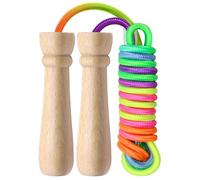 EOPUOZS Cuerda para Saltar Niños 280 cm, Comba de Saltar Ajustable con Mango de Madera, Cuerda Saltar Colorida para Niños y Niñas Fitness y Actividades al Aire Libre