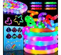 EOPUOZS LED Pop Tubes, 12 piezas Juguetes Sensoriales de Tubos Luminosos Pop, LED Juego de plegables Pop Tubes, Suministros de Fiesta que Brillan en La Oscuridad para cumpleaños, Navidad, Halloween