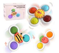 EOPUOZS Ventosa Juguete Bebé, 3 Piezas Juguetes Giratorios con Ventosa para Bebé