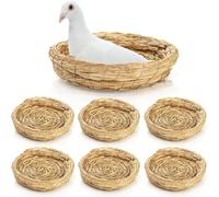 Eorbow Paquete de 6 nidos de paja tejida para pájaros, nido de desove de base plana de 8 pulgadas, hecho a mano, cama de cría de animales pequeños, accesorios para jaula de casa para paloma, paloma,