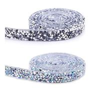 EORPAVU Cintas de adorno de costura,Cinta de diamantes de imitación autoadhesiva de 10 mm, manualidades decorativas autoadhesivas con purpurina para bricolaje (2 piezas)