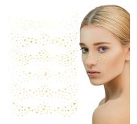 EORPAVU Tatuajes temporales 6 pegatinas de pecas con purpurina, parches de pecas artificiales metálicos luminosos, maquillaje facial con lámina dorada brillante
