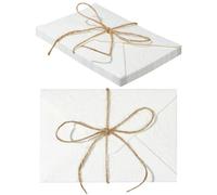 EORTA Paquete de 10 sobres blancos en relieve con cuerda de yute, sobres rústicos pequeños de tamaño A6 para invitaciones de boda, tarjetas de agradecimiento, soporte para dinero, fotos, recuerdos