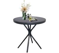 EortheX - Mesa auxiliar redonda de 23 pulgadas para exteriores, mesa auxiliar de metal versátil para patio, mesa auxiliar o mesa decorativa con parte superior de vidrio templado, solución de muebles