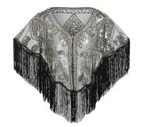 EORUBE Estola de los años 20 para mujer, con lentejuelas, para vestido de noche, retro, estola para mujer, chal de fiesta de Gatsby, accesorios para disfraz, cubierta de flapper, negro y dorado, Talla