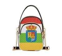 EOSDT Bolso de hombro para mujer, diseño de la bandera de La Rioja, con correa de cadena, para teléfono celular, bonito bolso de mano con cremallera, 15 x 21 x 7,9 cm